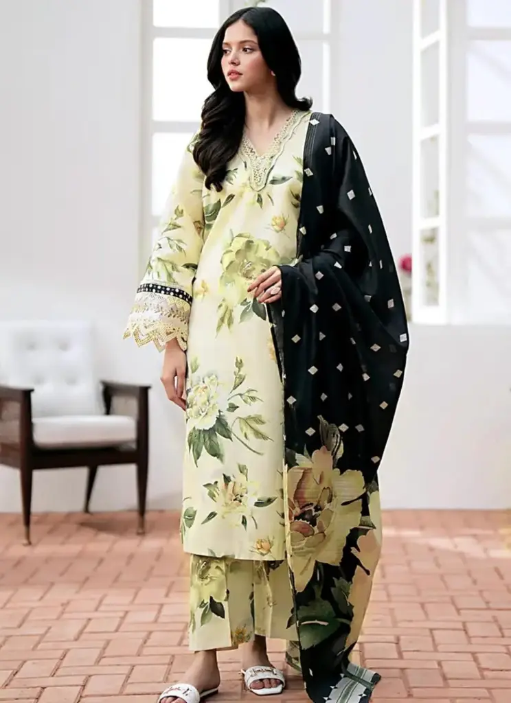 3 Pcs Women's Unstitched Linen Printed Suit