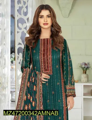 Amna.B-3 Pcs Women's Unstitched Lawn Printed Suit